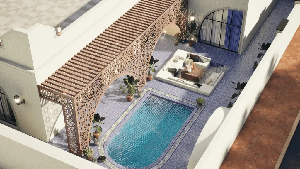 تصميم خارجى شالية فى السعودية - حوش داخلى