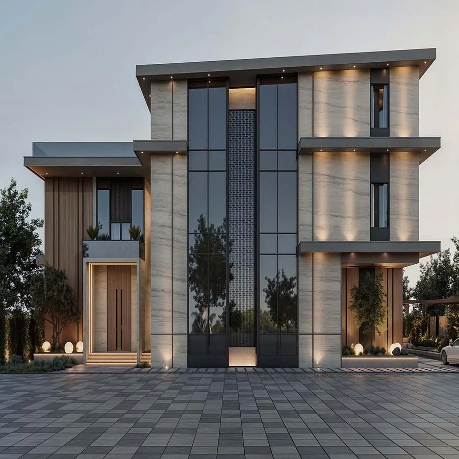 تصميم خارجى فيلا حديثة تعكس الذوق المعماري المعاصر