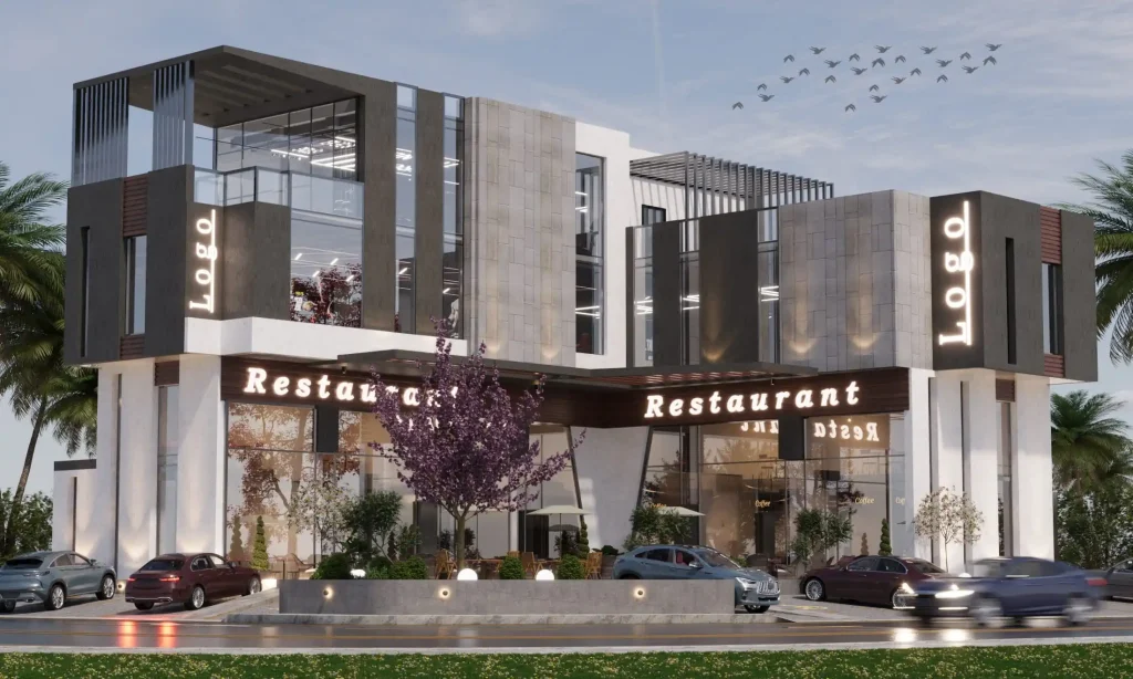 تصميم خارجى مبنى ادارى تجارى