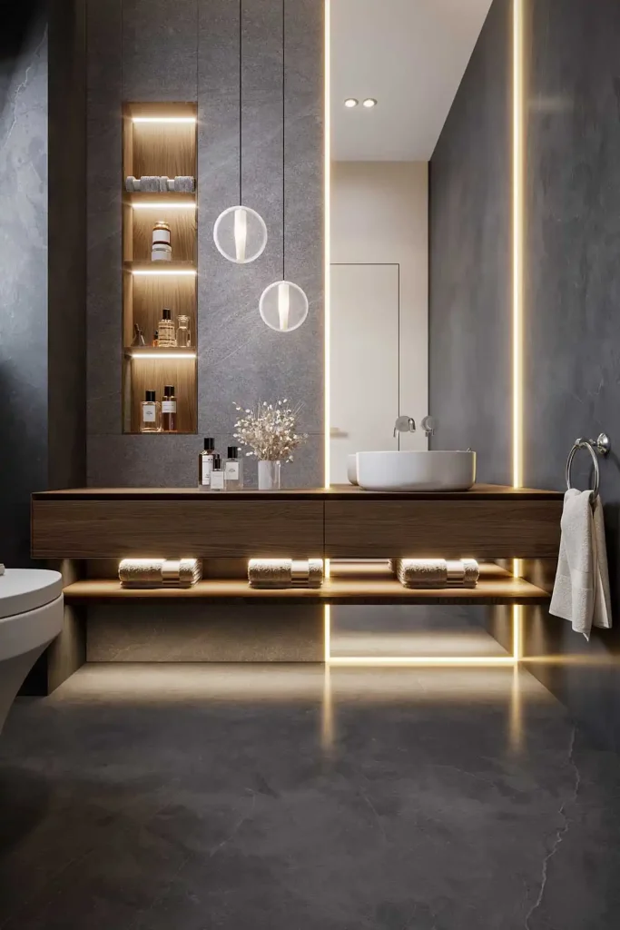 تصميم داخلى بالم هليز - دورة مياة بألوان ماتريال