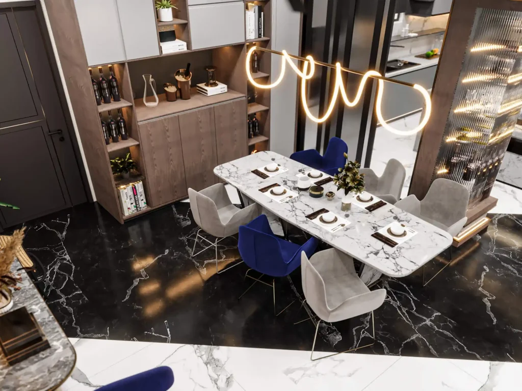 تصميم داخلى شقة سكنية جراندا لايف - ارضيات رخام