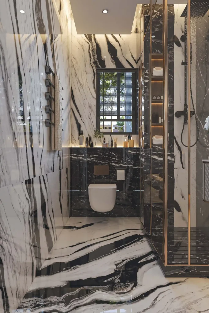 تصميم داخلى شقة سكنية جراندا لايف - دورة مياة ضيوف