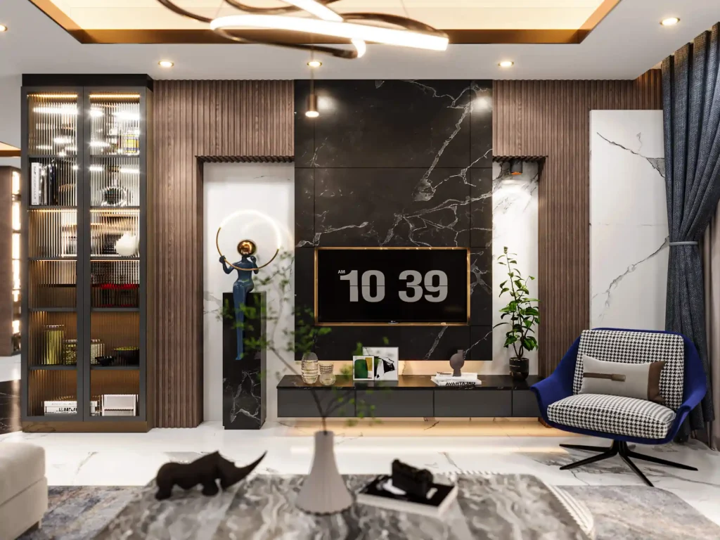 تصميم داخلى شقة سكنية جراندا لايف - رخام وخشب