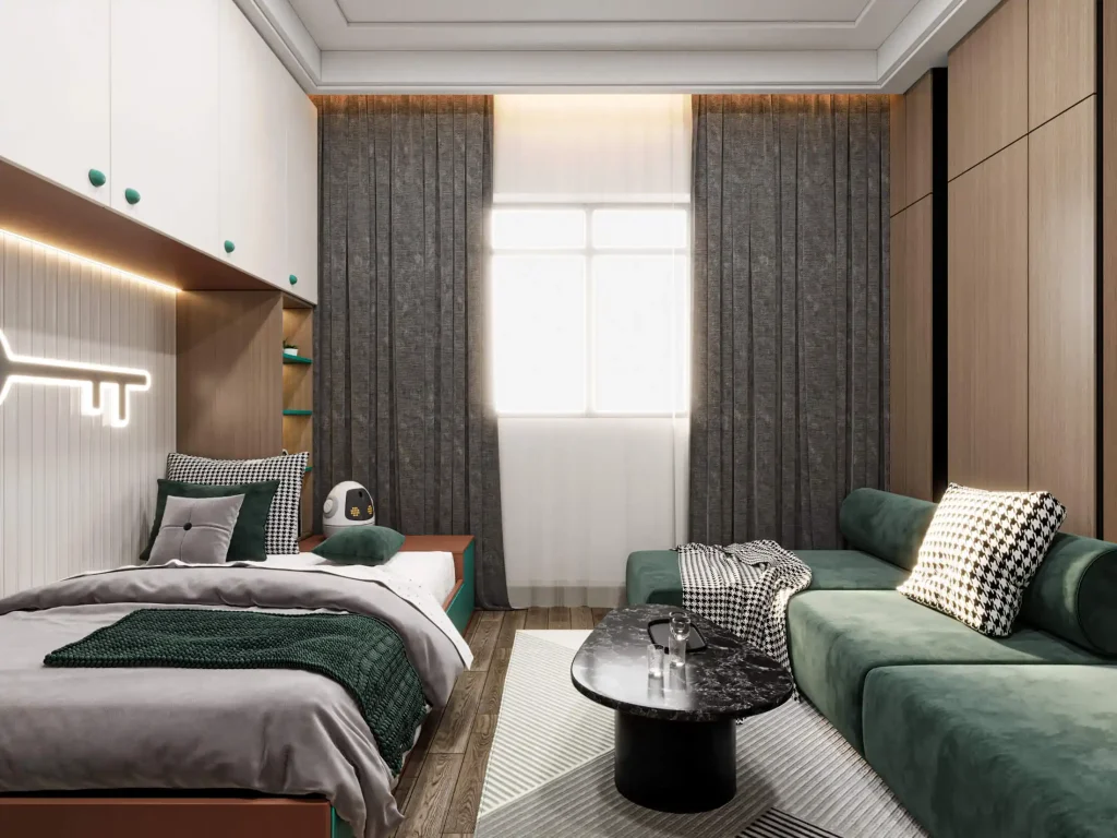 تصميم داخلى شقة سكنية جراندا لايف - سرير متحرك