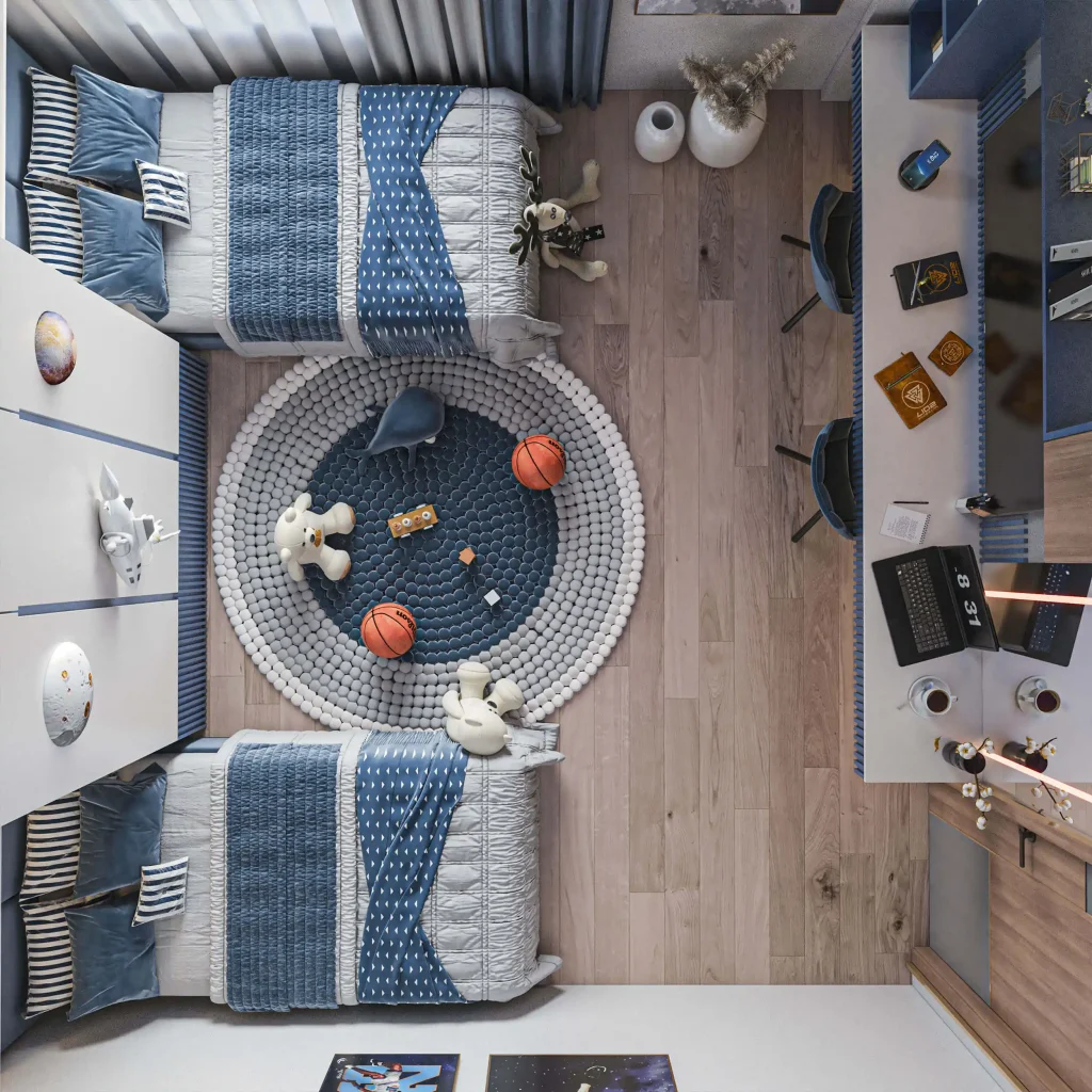 تصميم داخلى شقة سكنية جراندا لايف - غرفة اطفال ارضيات خشب