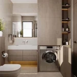 تصميم داخلى شقة سكنية صغيرة - دورة مياة وتخزين