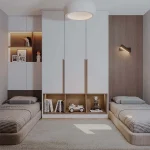 تصميم داخلى شقة سكنية صغيرة - غرفة نوم اطفال سريرين