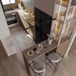 تصميم داخلى شقة سكنية صغيرة - مطبخ امريكان