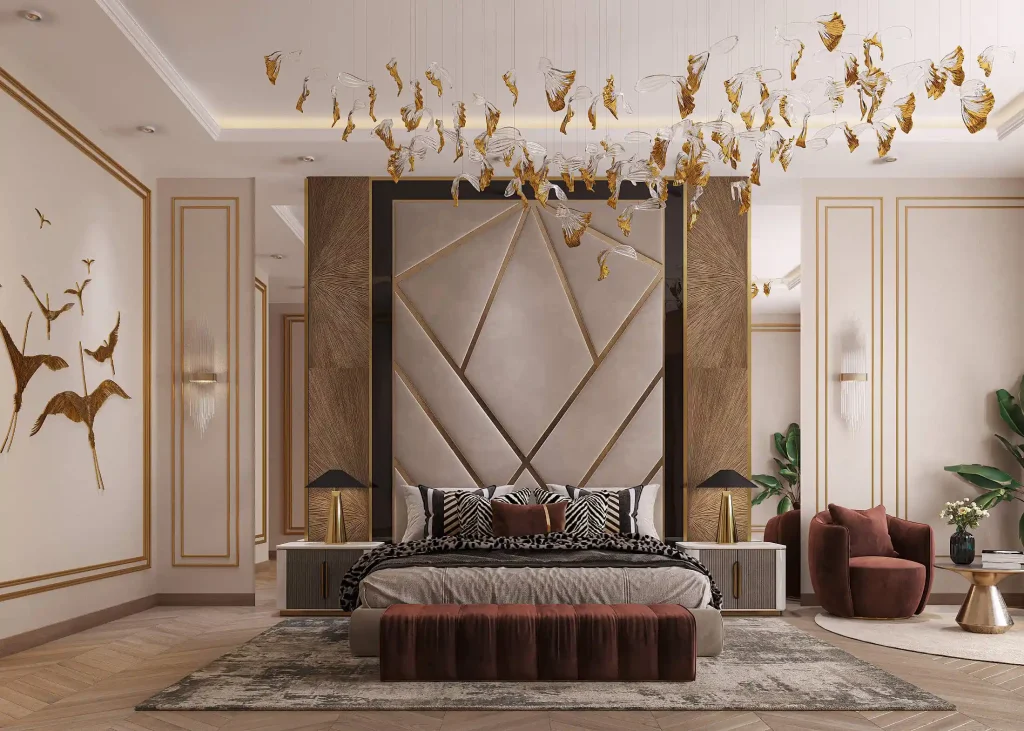تصميم داخلى غرفة نوم ماستر ديكورات حوائط سعودية