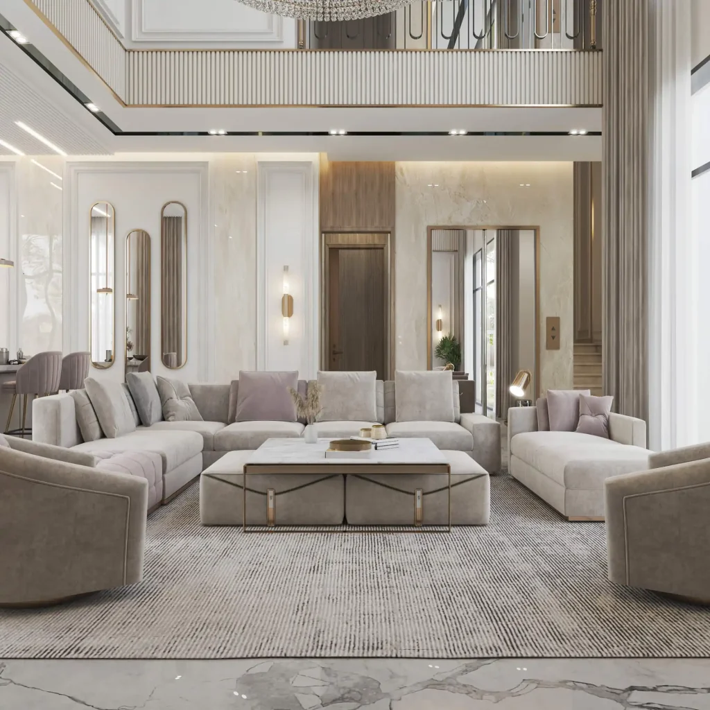 تصميم داخلى فيلا فى السعودية طابق ارضى -استقبال