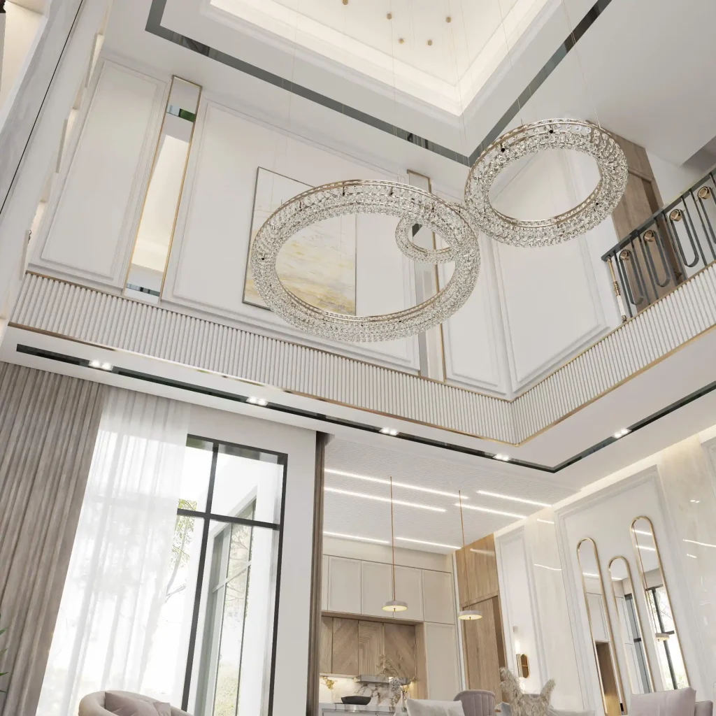 تصميم داخلى فيلا فى السعودية طابق ارضى -دبل هايت