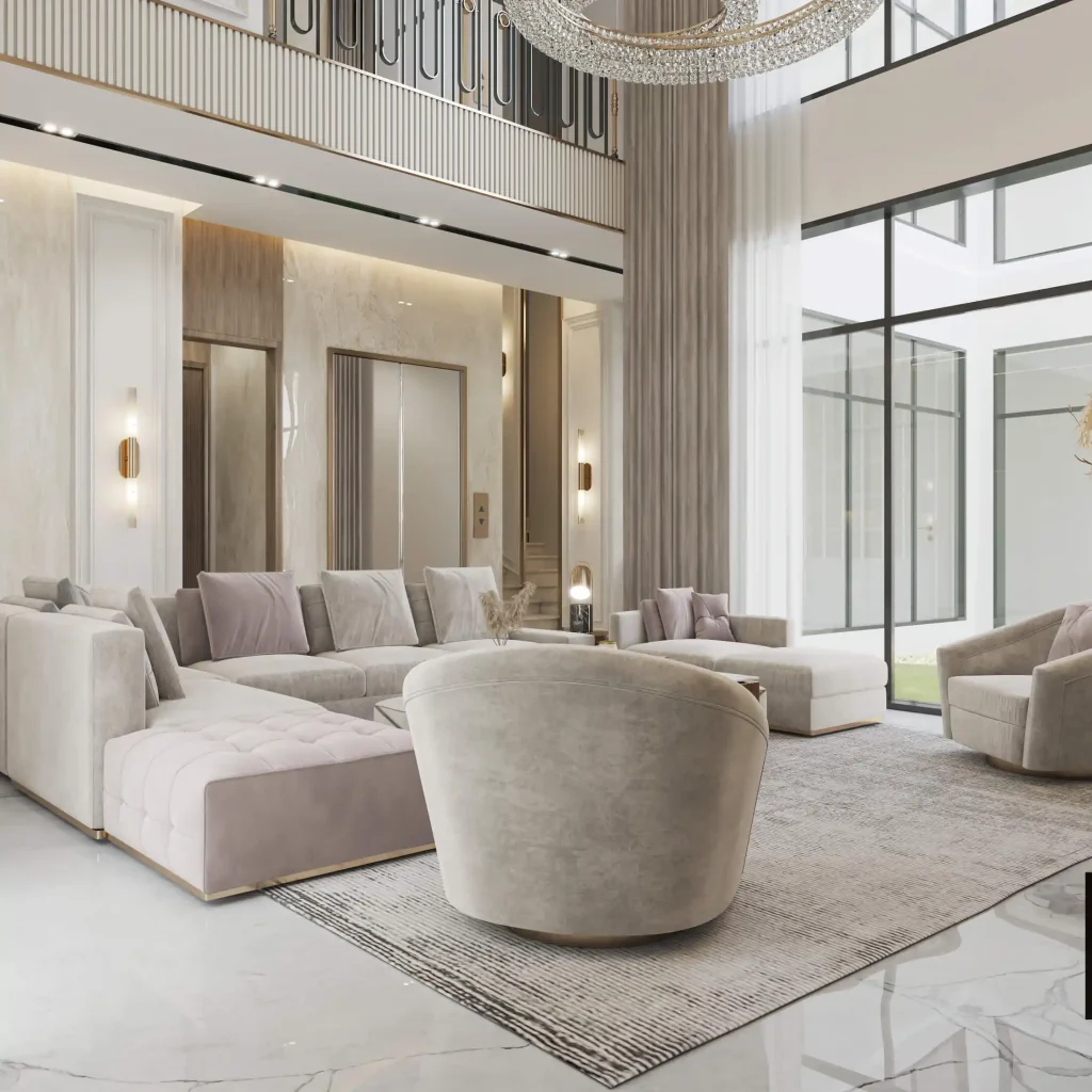 تصميم داخلى فيلا فى السعودية طابق ارضى -ريسبشن