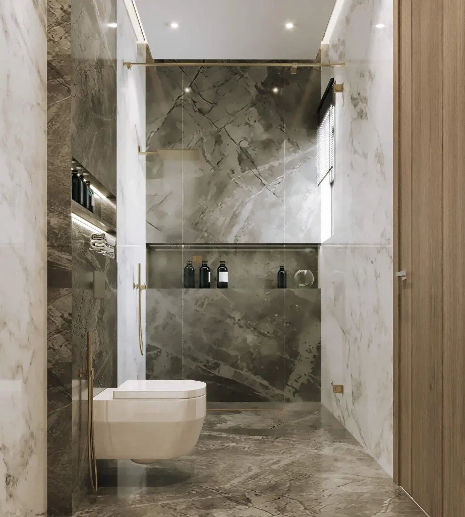 تصميم داخلى فيلا فى السعودية طابق اول - دورة مياة لون اخضر