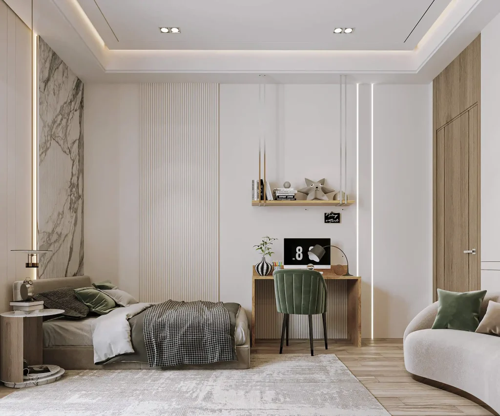 تصميم داخلى فيلا فى السعودية طابق اول - غرفة نوم ديكور