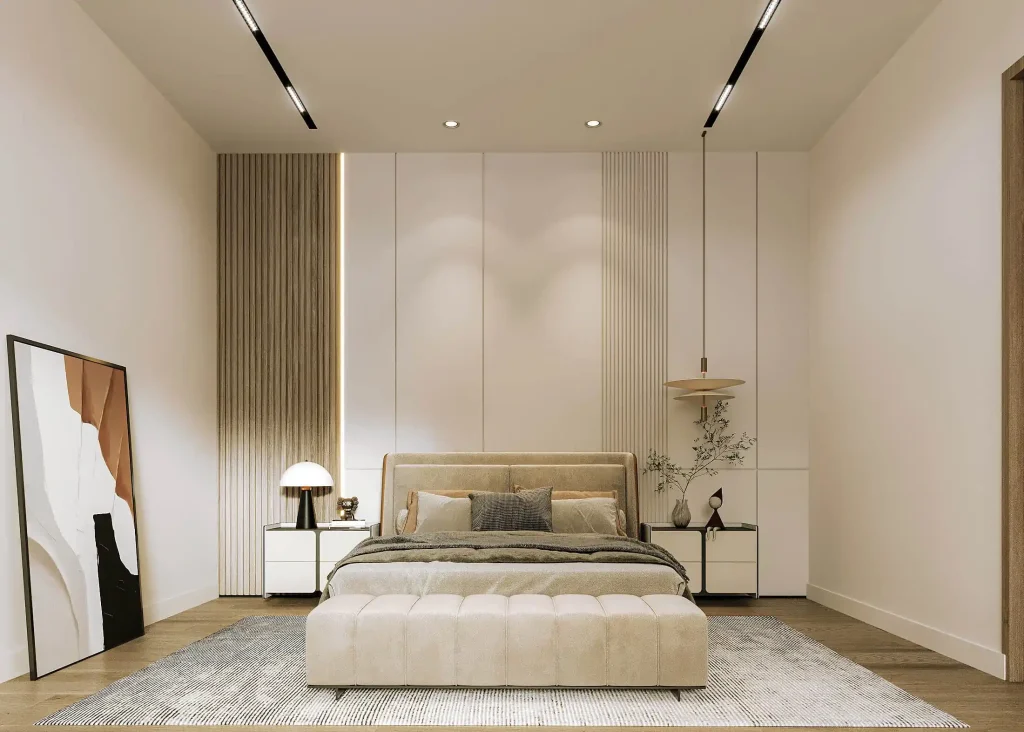 تصميم داخلى فيلا فى السعودية طابق ملحق - غرفة ماستر سرير