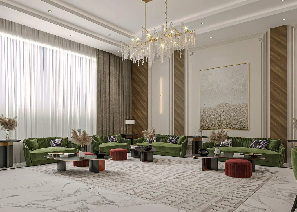 تصميم داخلى مجلس سعودية لون اخضر