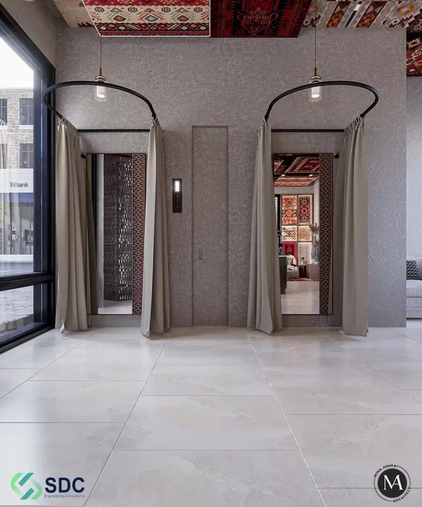 تصميم داخلى محل خياطة - عناصر ديكور