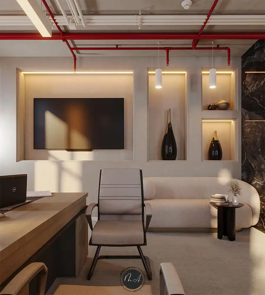 تصميم داخلي ادارى - ديكورات حوائط