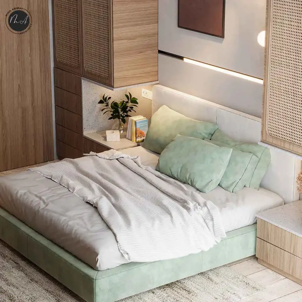 غرفة نوم بمساحة صغيرة