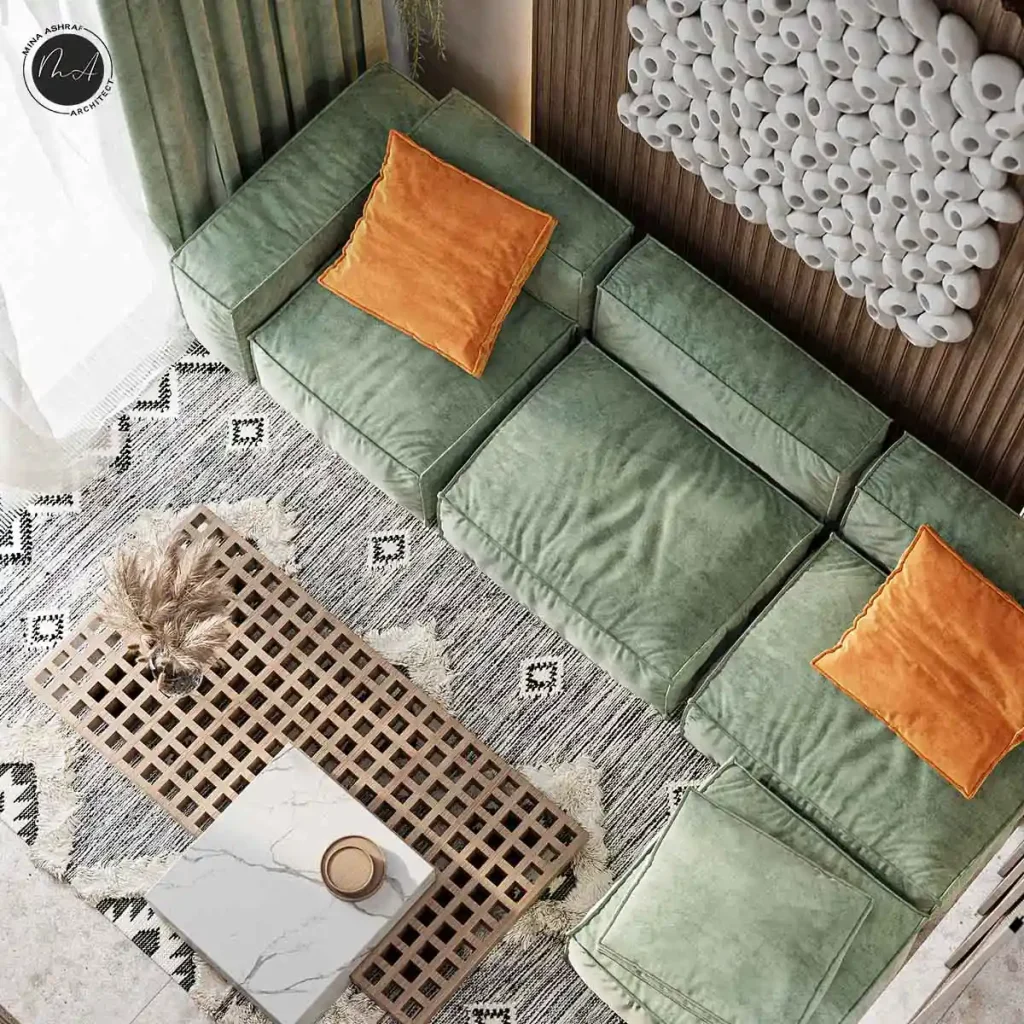 منطقة معيشة فى شالية ساحلى صغير